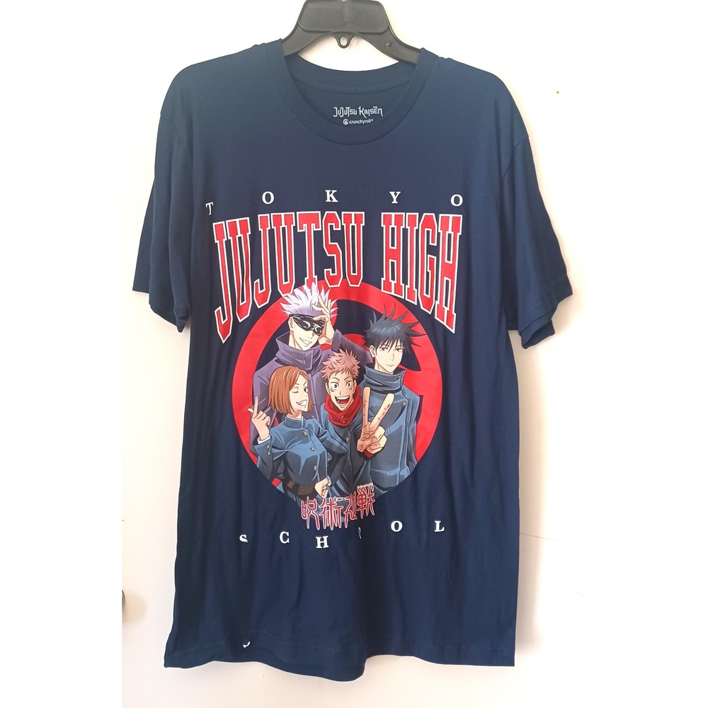 Jujutsu Kaisen T-Shirt Men L Navy Blue Tokyo Jujutsu High Graphic Tee Anime Geek